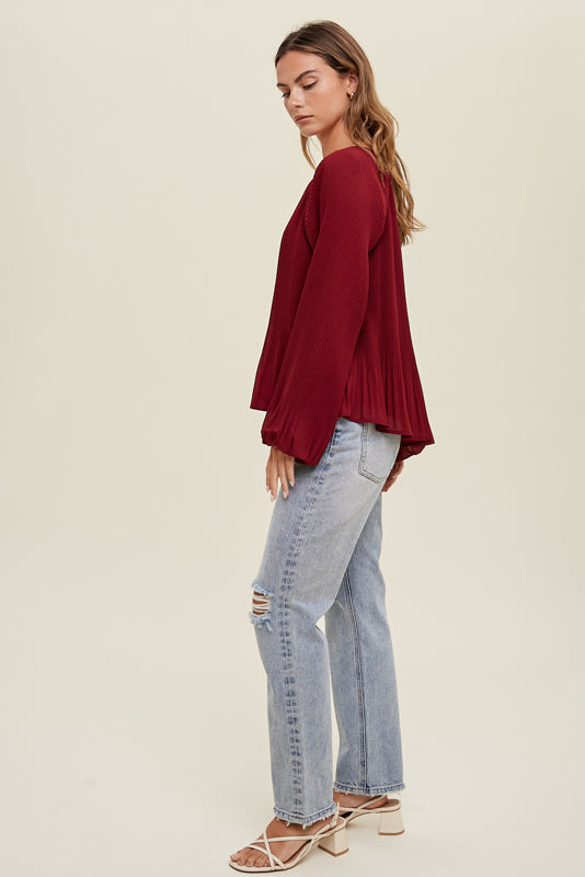 Perfect Red Chiffon Blouse Long Sleeve | Autumn Grove Clothing