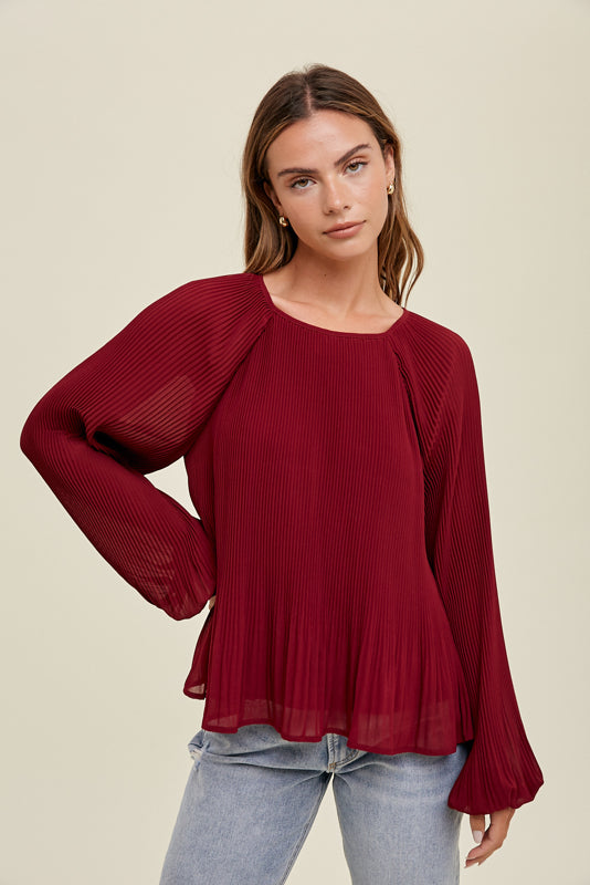 Perfect Red Chiffon Blouse Long Sleeve | Autumn Grove Clothing