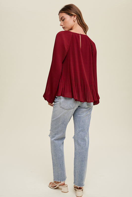 Perfect Red Chiffon Blouse Long Sleeve | Autumn Grove Clothing