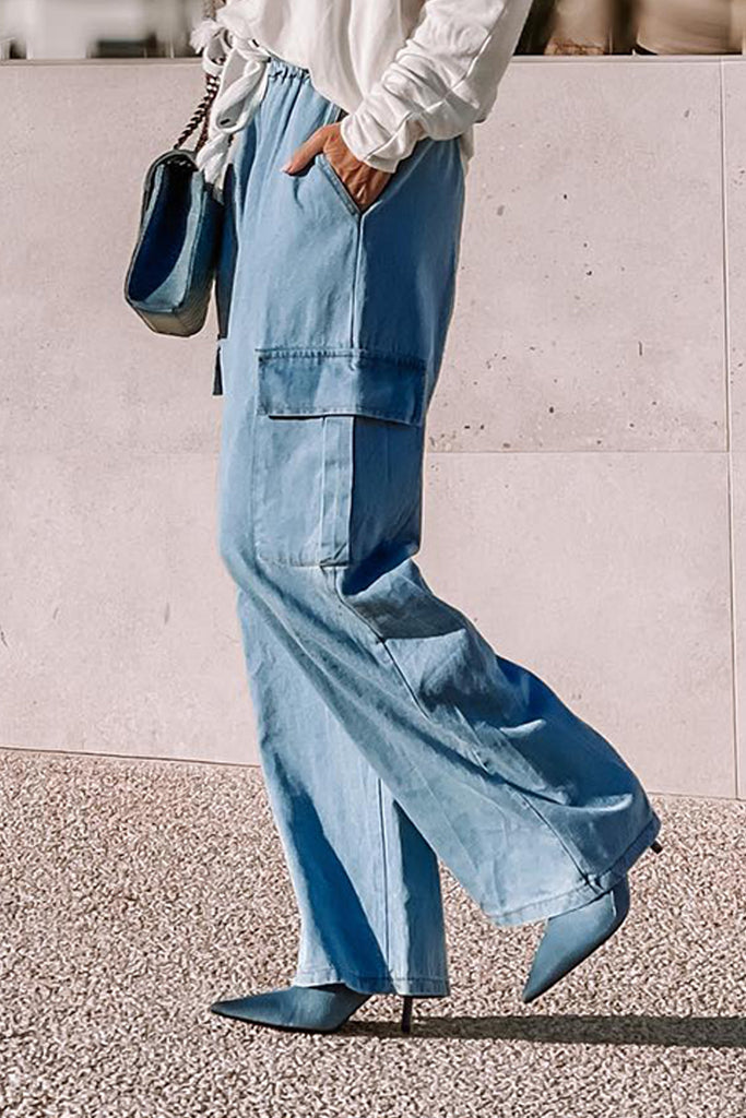 waist cargo wide leg jeans