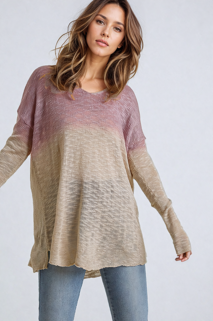 Dip Dye Rose Knit Sweater | Rose Sweater – Autumn Grove Clothing