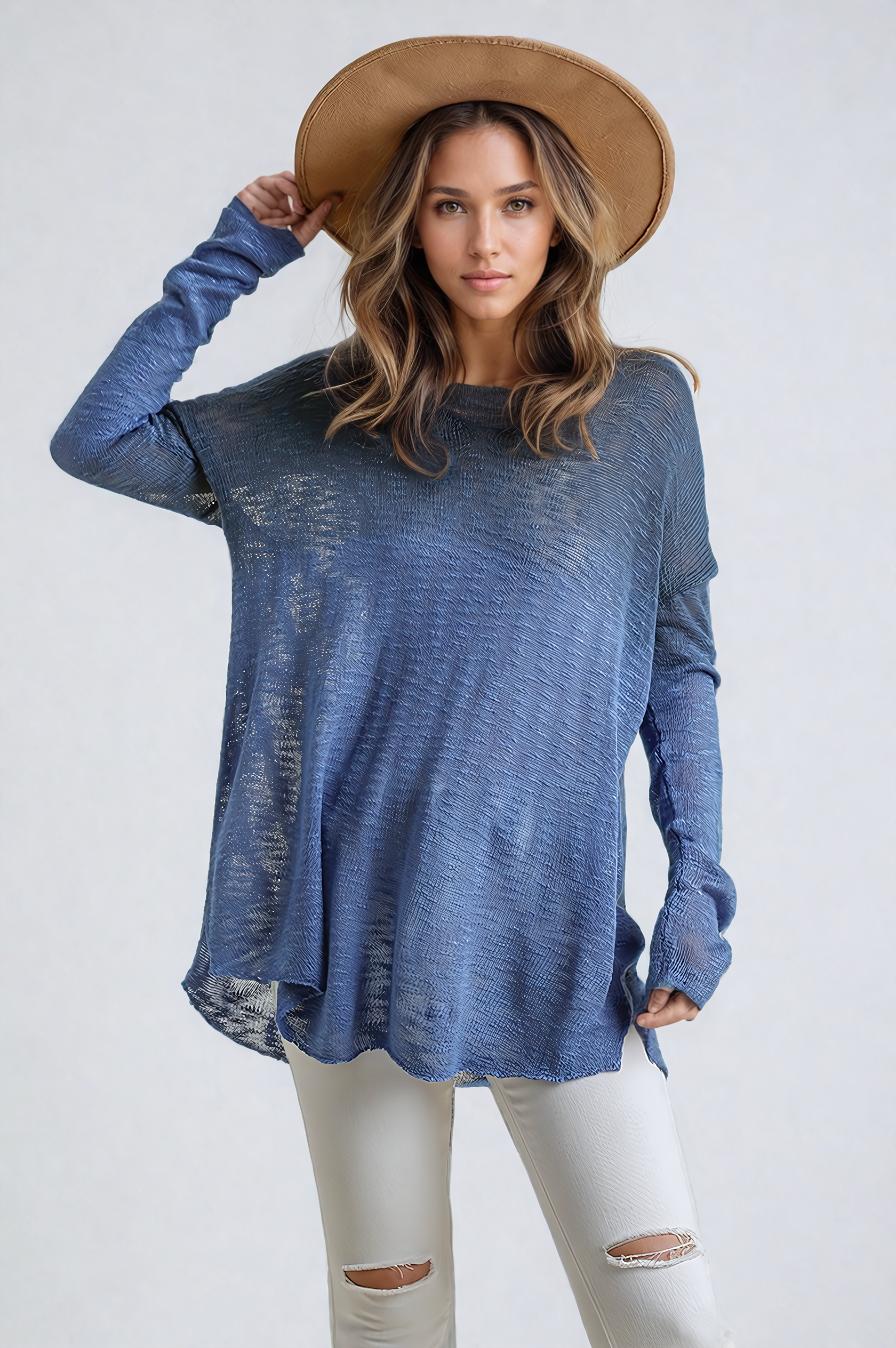 Navy Knit Sweater | Knitted Women's Sweater – Autumn Grove Clothing