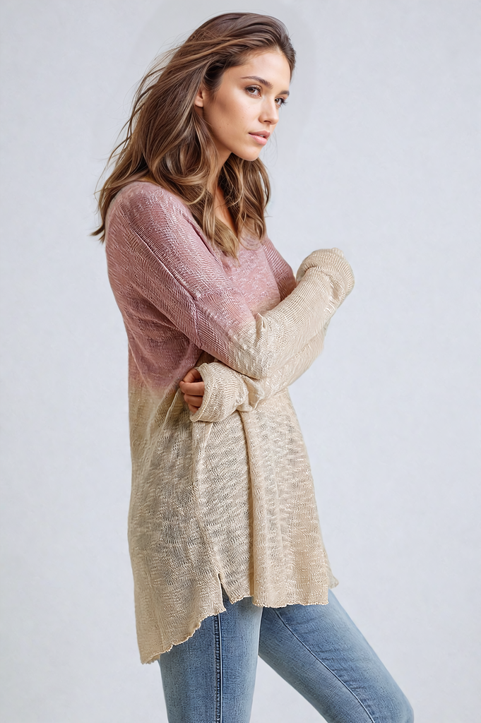 Dip Dye Rose Knit Sweater | Rose Sweater – Autumn Grove Clothing