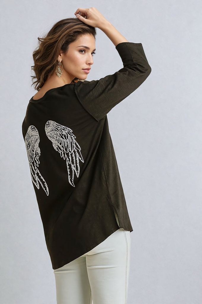 ANGEL WING TOP IN BLACK