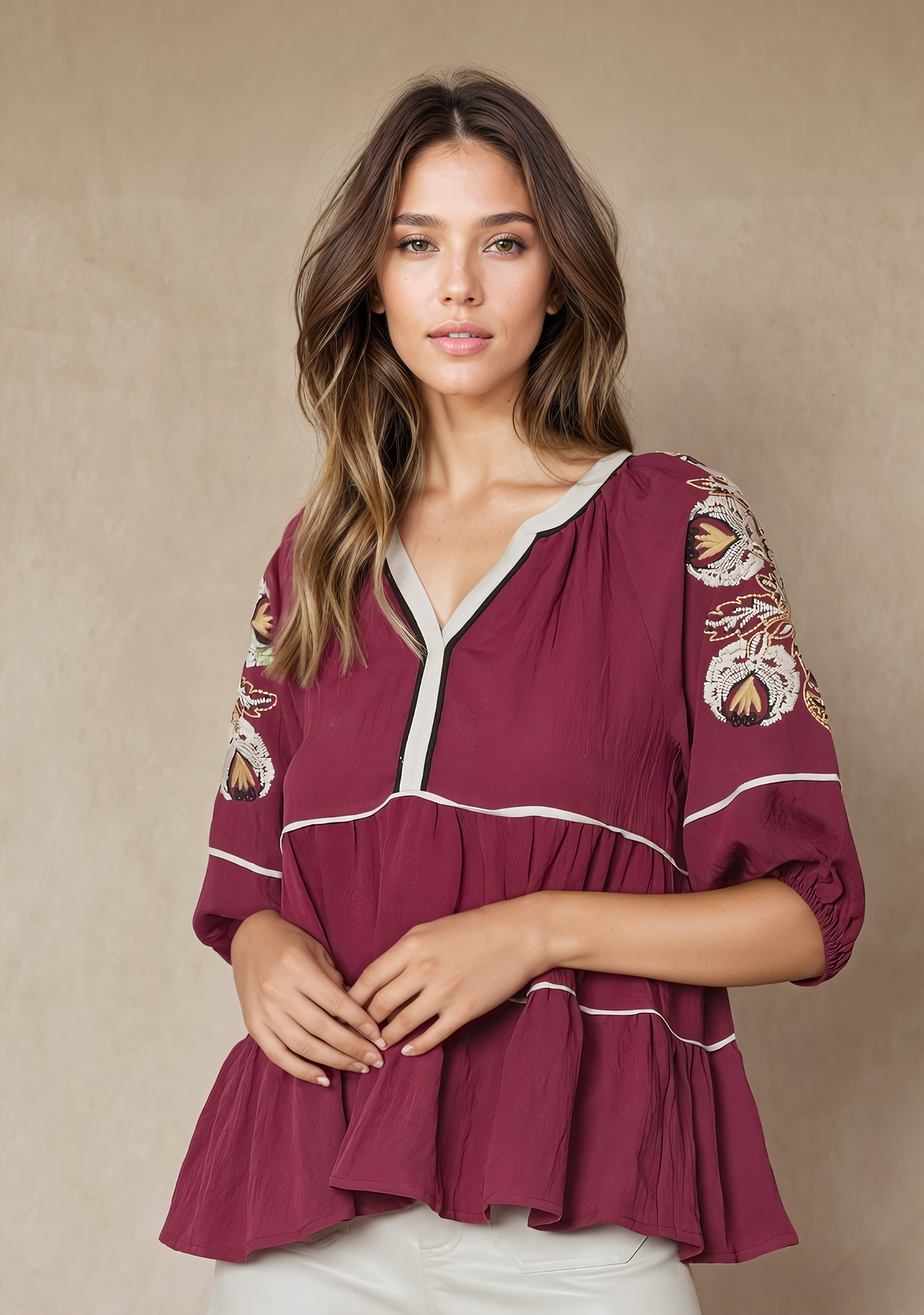 Tiered Embroidered Top | Tiered Top – Autumn Grove Clothing