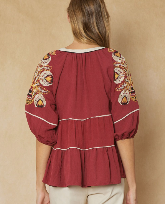 Tiered Embroidered Top | Tiered Top – Autumn Grove Clothing