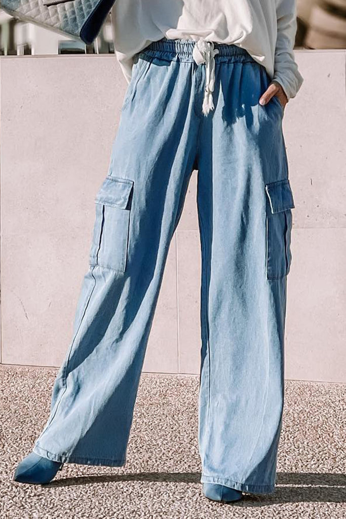 cargo pocket wide leg jeans